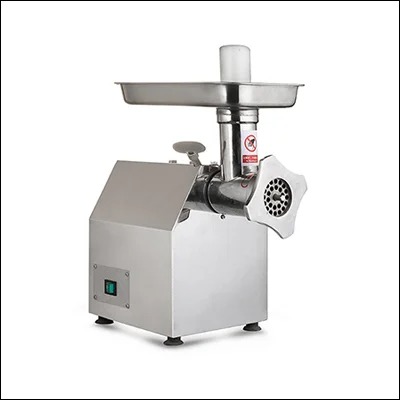 Stainless steel commercial electric meat mincer machine with feed tray and cutting plate - meat grinder