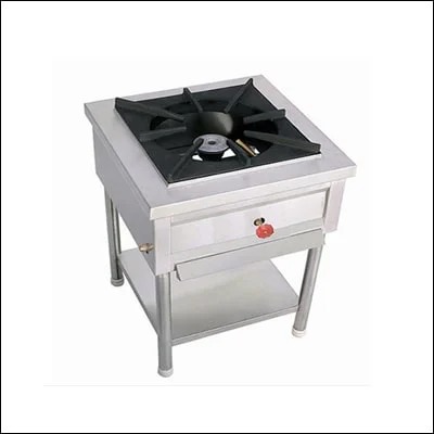 Stainless steel single burner stock pot range with heavy-duty ring burner and undershelf - commercial cooking equipment