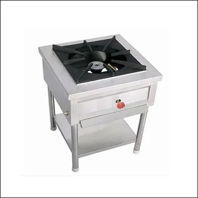 Stainless steel single burner stock pot range with heavy-duty ring burner and undershelf - commercial cooking equipment