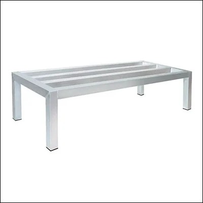 Low-profile stainless steel dunnage rack storage platform with slatted top for off-floor storage - commercial storage