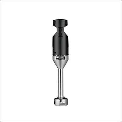 Commercial immersion hand blender with stainless steel shaft and blending blade - handheld stick blender