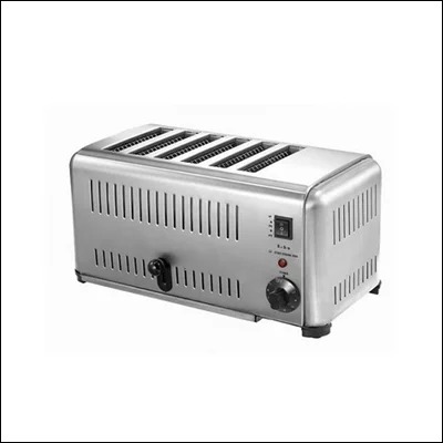 Stainless steel six slice commercial pop up toaster with browning control dial and crumb tray - heavy duty bread toaster