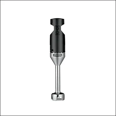 Commercial immersion hand blender with stainless steel shaft and blending blade - handheld stick blender