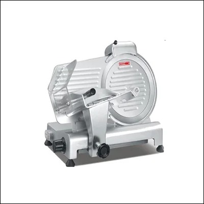 Commercial electric meat slicer with circular blade and adjustable thickness gauge - kitchen deli slicer