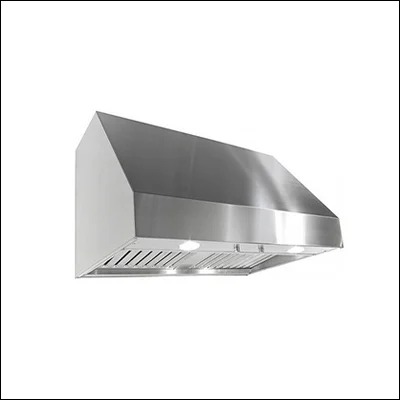 Stainless steel wall mount exhaust hood with baffle filters and built-in lights - commercial kitchen wall canopy