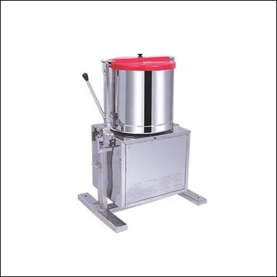 Heavy duty conventional tilting wet grinder with stainless steel drum and manual tilt handle - bulk batter grinder