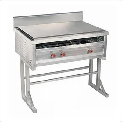 Stainless steel flat top griddle hot plate with solid cooking surface and backsplash - commercial cooking equipment