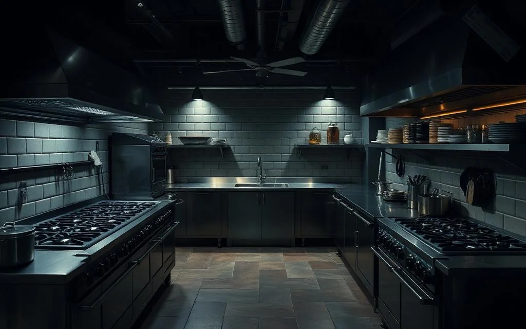 Compact cloud kitchen setup in Whitefield Bangalore with stainless steel cooking line