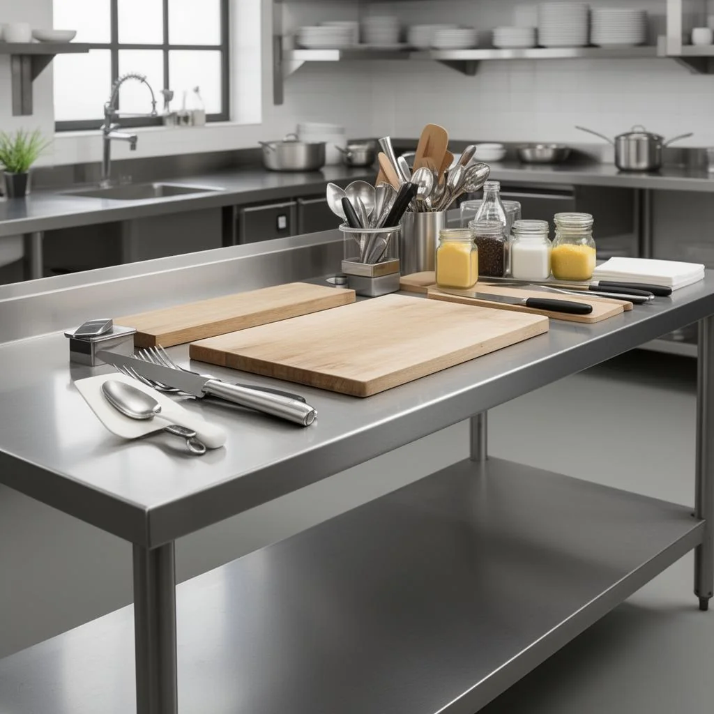 Stainless steel preparation equipment for a commercial kitchen