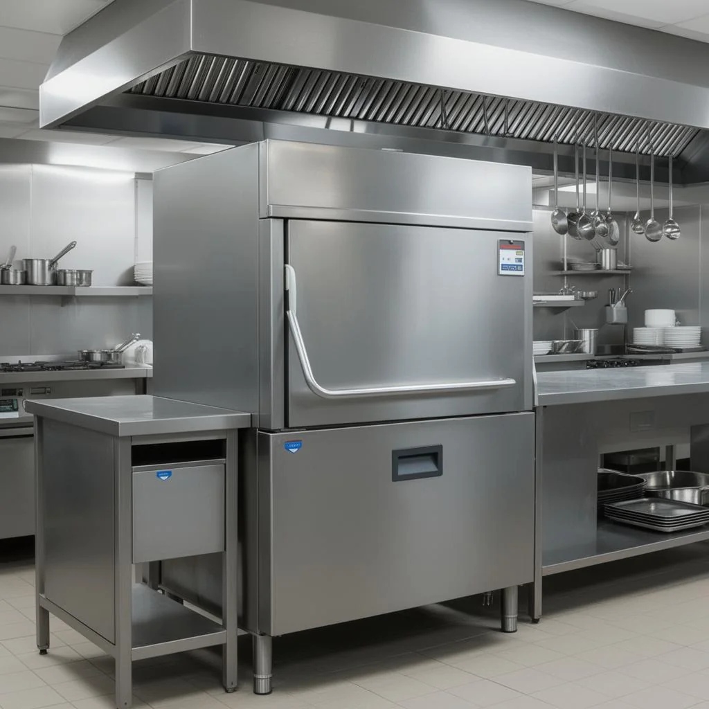 Stainless steel washing equipment for a commercial kitchen