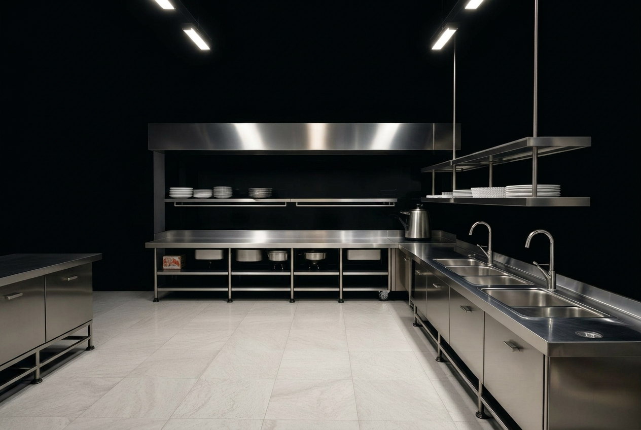 Central Prep Facility commercial kitchen with stainless steel equipment
